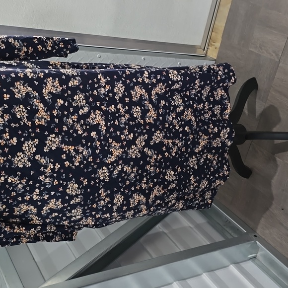 Time and Tru Navy Blue floral dress NWT LARGE 12/‎ 14 - Picture 3 of 11